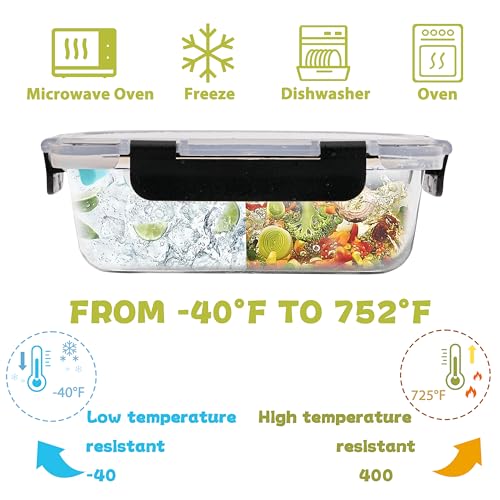 12 Packs 30 oz 15oz Glass Food Storage Containers