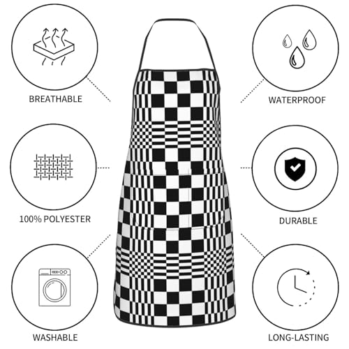 Women Men Bib Aprons Chef Cooking Aprons with Pockets for Kitchen Cooking BBQ Baking Grilling