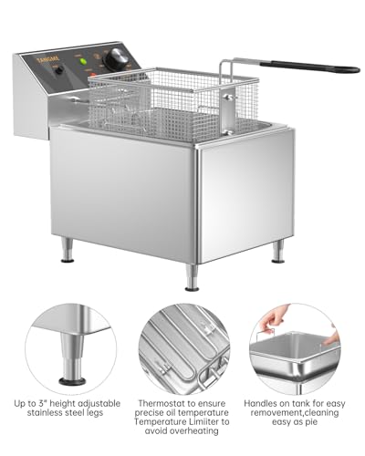 Commercial Deep Fryer 3500W Electric Countertop Fryer Heavy Duty Large Stainless Steel Deep Fryers with Double Baskets