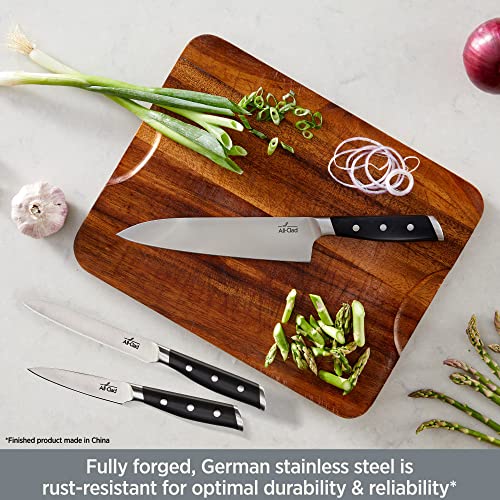 Forged German Stainless Steel Kitchen Knife Essential Set (Silver/Black / 3-Piece Knife Set)