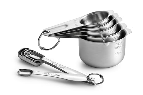 Stainless Steel Measuring Cups and Spoons Set of 10 w