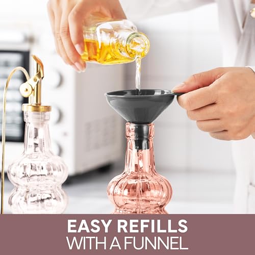 Glass Olive Oil Bottle Dispenser (Elegant Waves / Pink)