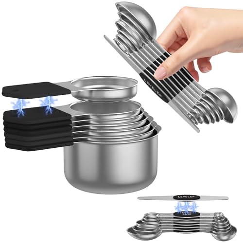 Magnetic Measuring Cups and Spoons Set (Black)