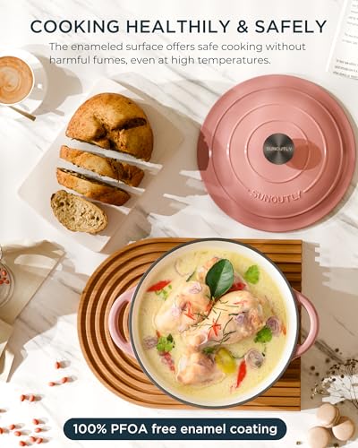 Enameled Cast Iron Dutch Oven (Cooking Pot / Gentle pink / 4.5QT)