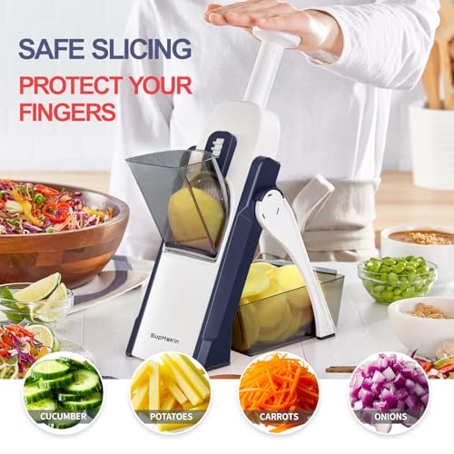 Safe Mandoline Slicer for Kitchen (Blue)