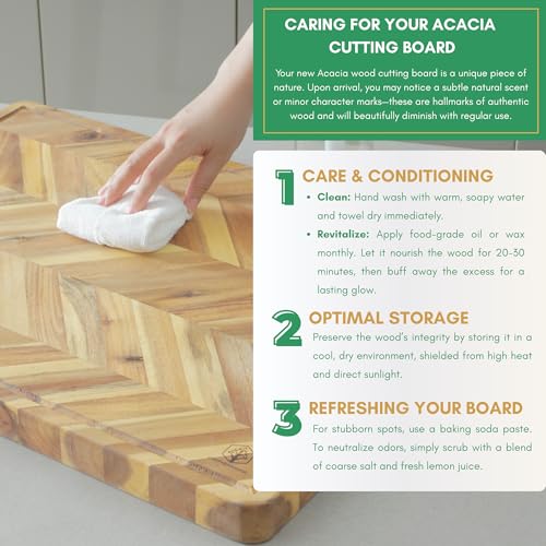 Herringbone Acacia Wood Cutting Boards for Kitchen (Herringbone / 17"L x 13"W)