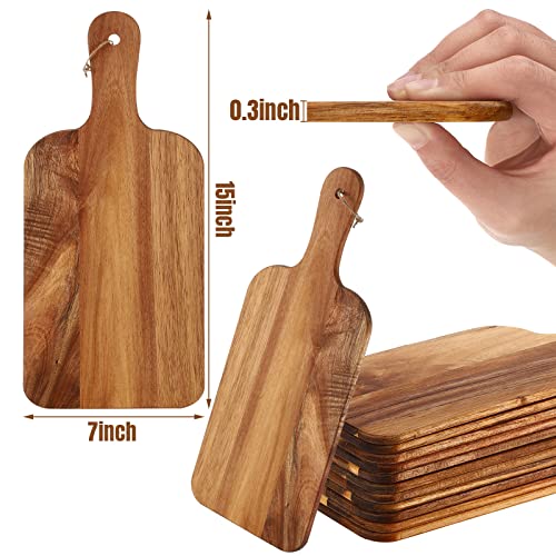 18 Pcs Plain Cutting Board Set with Handles 15 x 7 Inch Laser Engraving Wooden Charcuterie Kitchen Serving Chopping Board Bulk for DIY Housewarming Mother Day (15 x 7 Inch)