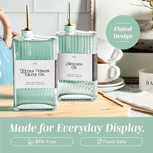 Glass Oil Dispenser Bottle (Sage Textured / 4 Pack)