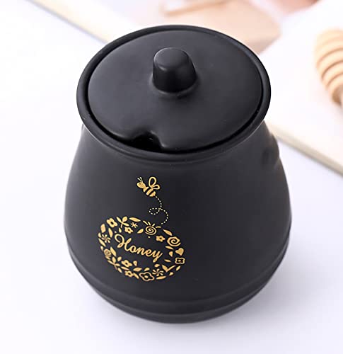 Ceramic Honey Jar with Wooden Honey Dipper