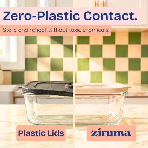Non Toxic Glass Food Containers with Lids (Beige / Multi Size)