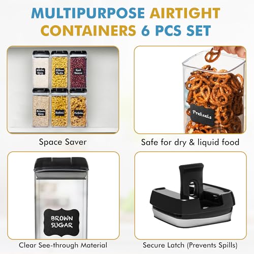 6 PCs 1.2 Liter Airtight Food Storage Containers ‎with Lids