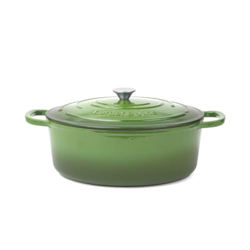 8 qt Oval Enameled Cast Iron Dutch Oven Pot (Okra / 8 QT)