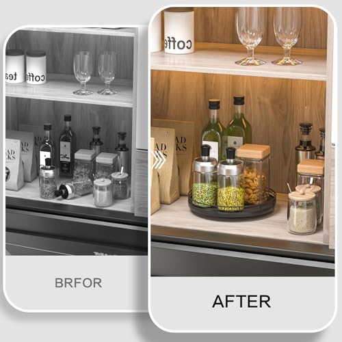Oak Lazy Susan Countertop Organizer for Kitchen and Bathroom