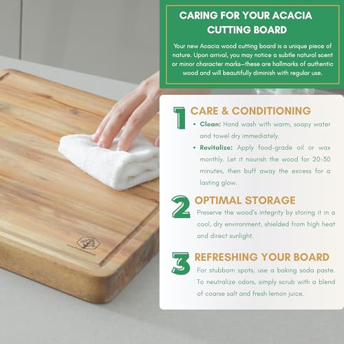 Acacia Wood Cutting Boards for Kitchen (Edge Grain / 15"L x 10"W)