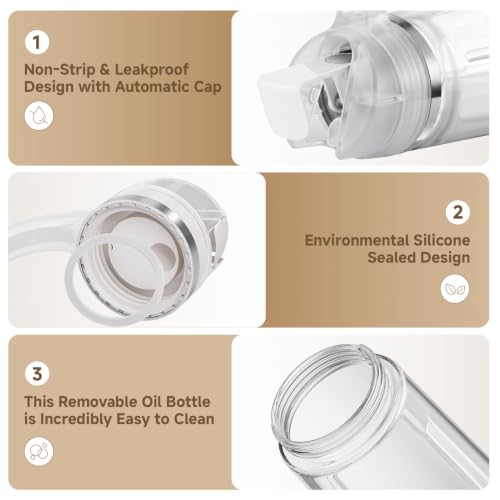 20oz Glass Oil Dispenser Bottle with Auto Flip Cap (White)