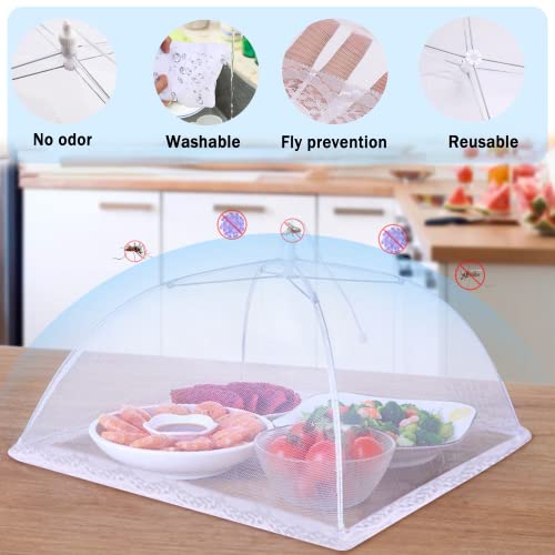 4 Pcs Large and Tall Mesh Food Cover Tent Umbrella Food Screen Covers for Outside Pop