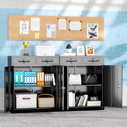 Locking Storage Cabinet with Doors and Shelves