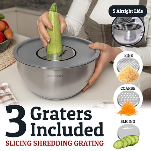 28pc Stainless Steel Mixing Bowls with Lids Set (Utensils - Grey)
