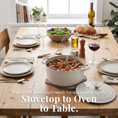 5.7 qt Enameled Cast Iron Dutch Oven Pot with Lid (White / 5.7 QT)