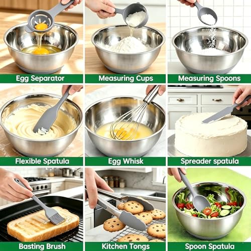 Mixing Bowls with Airtight Lids (Gray)