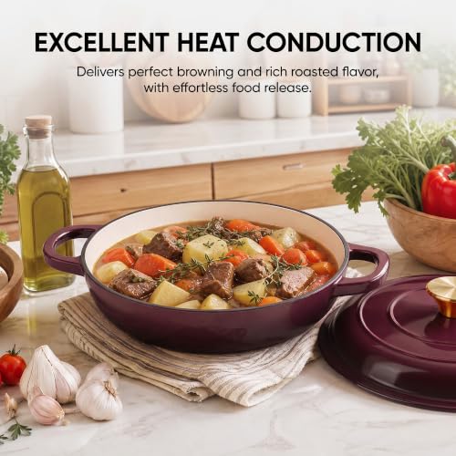 Dutch Oven Enameled Cast Iron with Lid (Fig / 3 QT（Shallow Pot）)
