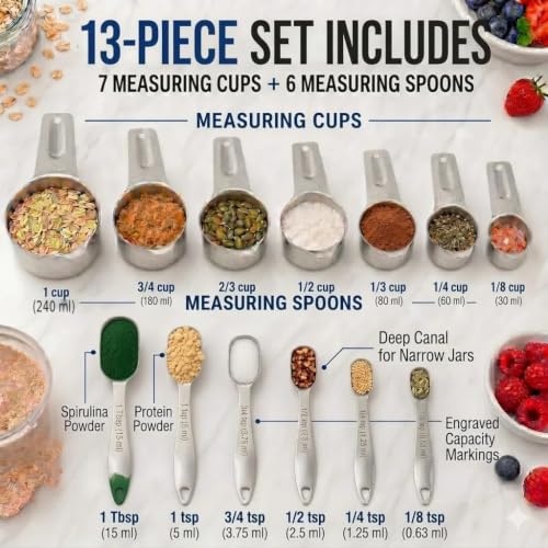 Stainless Steel Measuring Cups and Spoons Set