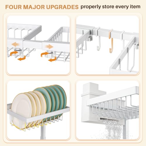 4 Baskets 2 Tier Over The Sink Dish Drying Rack (White / 2 tiers 4 baskets)