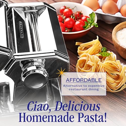 Pasta Maker with 7 Adjustable Thickness Settings (Red)
