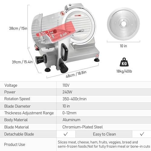 Meat Slicer 10 Inch Commercial Meat Slicer