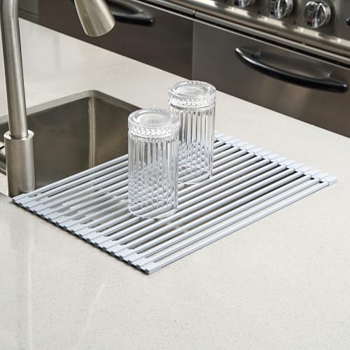 Gray Steel Over Sink Roll Up Drying Rack (Gray / 17" x 13")