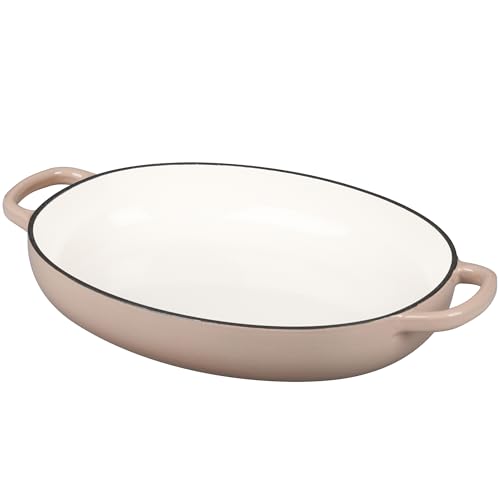 Enameled Oval Cast Iron Dutch Oven Pot with Lid (Mocha)