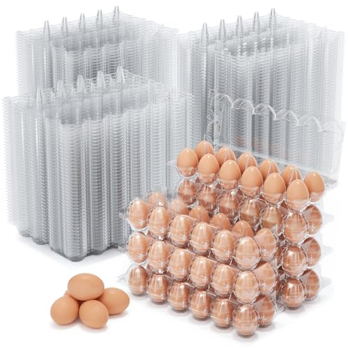 200Pcs Plastic Egg Carton Bulk Empty Clear Egg Tray Holder Container for Farm Business Market Home Kitchen Refrigerator Storage