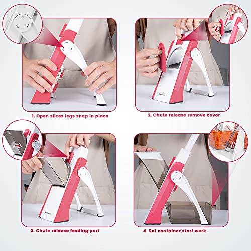 Safe Mandoline Slicer for Kitchen (Red)