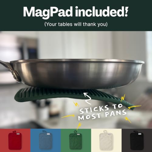 Magnetic Oven Mitts & Pot Holder 3 Pc Set (Basil Green)