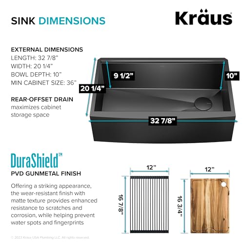 Kore Workstation 33 (33 Inch / Rounded Farmhouse / Gunmetal Black)