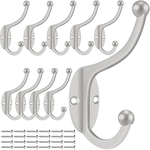 Wall Hooks 20Pcs Coat Hooks Hardware Towel Hooks for Hanging Coats Double No Rust Black Robe Hooks Wall Mounted with Screws for Key