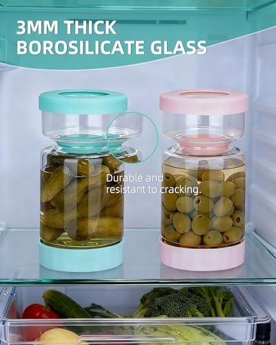Glass Pickle Jar with Strainer Flip