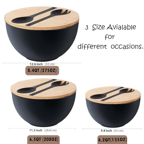Large Salad Serving Bowl Set with Wooden Lid&Utensils