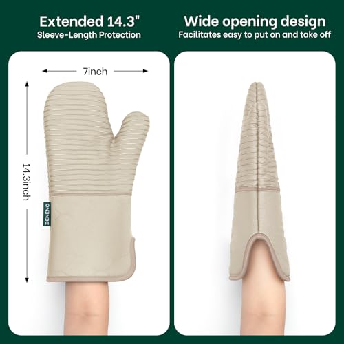 Non Slip Silicone Textured Cotton Oven Mitts