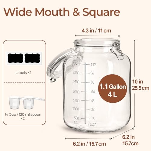 Square Glass Pantry Jars with Airtight Lids