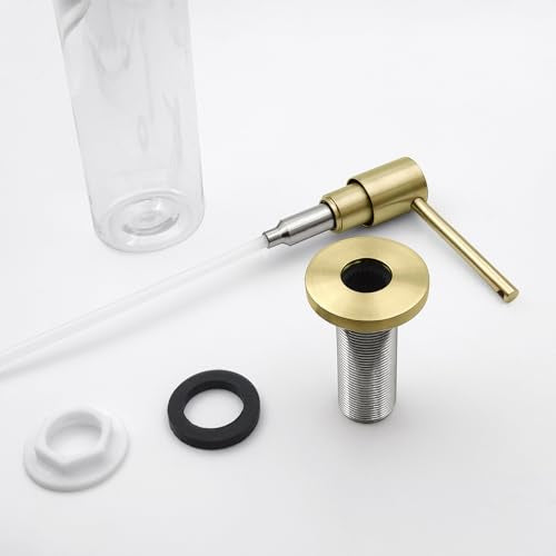 All Brass Soap Dispenser for Kitchen Sink Countertop Sink Soap Dispenser 17 OZ Bottle Built in Refill from The Top with Long Spout