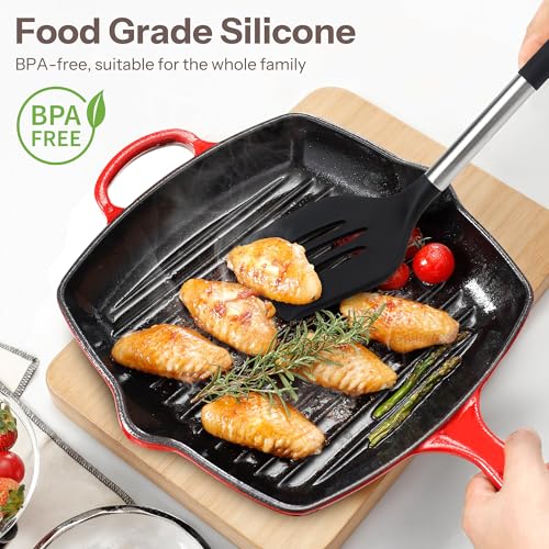 6 Pcs Silicone Kitchen Utensils Set Wood Handle BPA