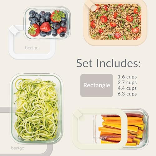 Signature Glass Food Storage Containers with Lids (White Stone)