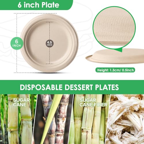 Compostable Paper Plates Dessert Dinner Plates Disposable Heavy
