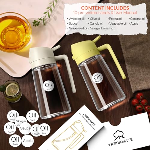 16oz 470ml Glass Olive Oil Sprayer for Cooking with Stickers (1Pc Pomelo)
