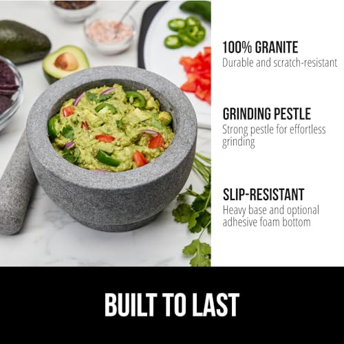 Natural Granite Stone Lab Mortar and Pestle Set (Unpolished Gray / 2 Cup)