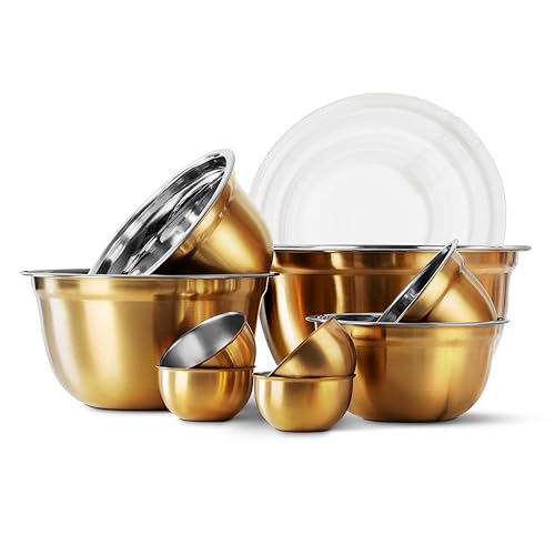 18 Piece Mixing Bowls Set with Airtight Lids (Gold)