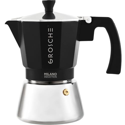 Milano Induction Stovetop Espresso Maker Moka Pot 6 Cup (6 espresso cups / Induction, Black)