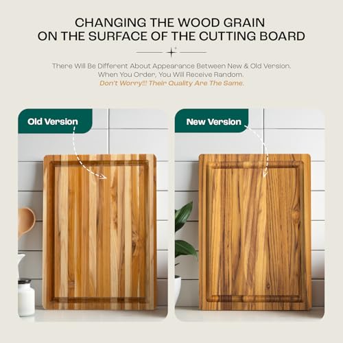 Solid Teak Cutting Boards for Kitchen (Teak / 17"L x 13"W)