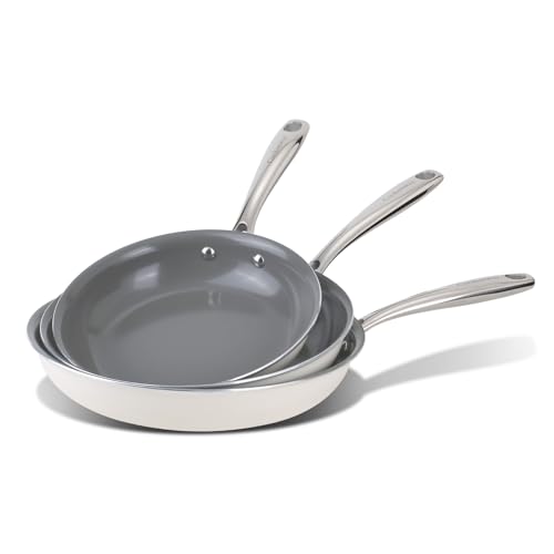 Ceramic Nonstick Frying Pan Set (8+9.5+11in / Ash Grey)